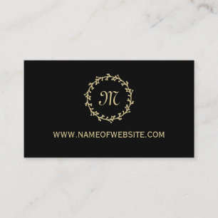 Carte De Visite Simple professionnel noir élégant monogramme or