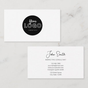 Carte De Visite Simple professionnel noir sur blanc avec logo