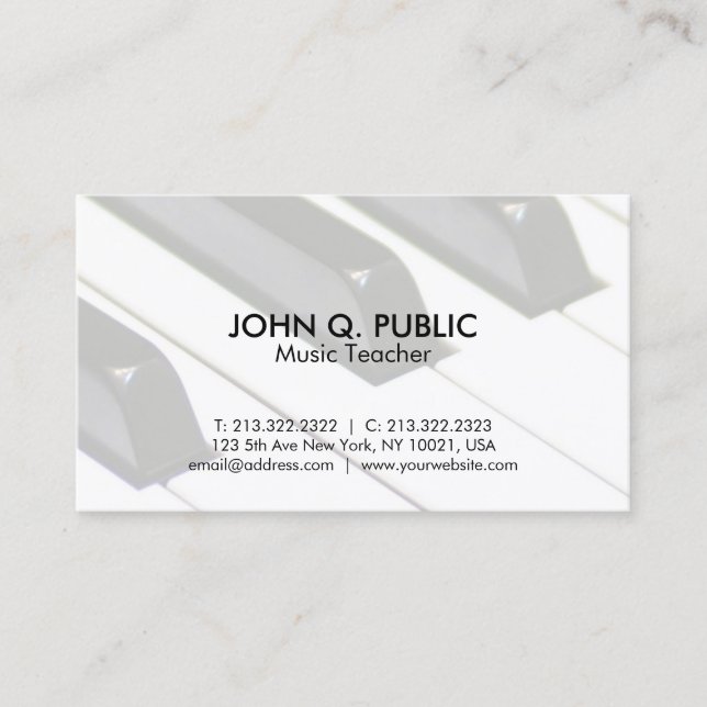 Carte De Visite Simple professionnel simple de professeur de (Devant)