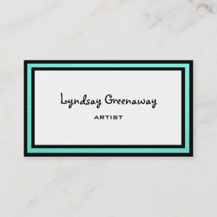 Carte De Visite Simple professionnel Turquoise noir et blanc