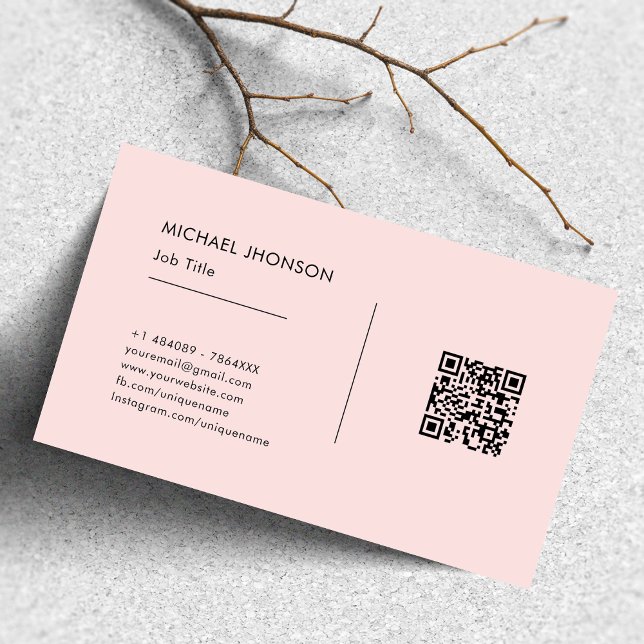 Carte De Visite Simple QR Code Black & Pink Social Media Logo (Créateur téléchargé)