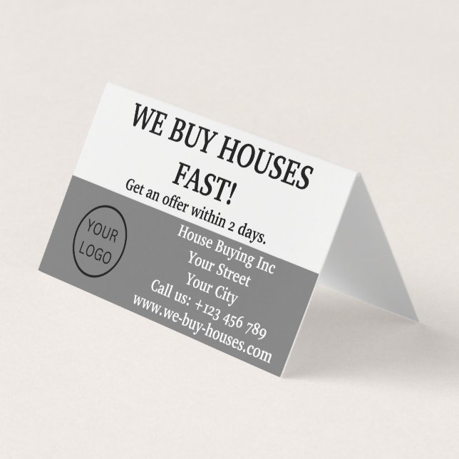 Carte De Visite Simple Realtor Gris Blanc Nous Achetons Maisons Pl (Devant)