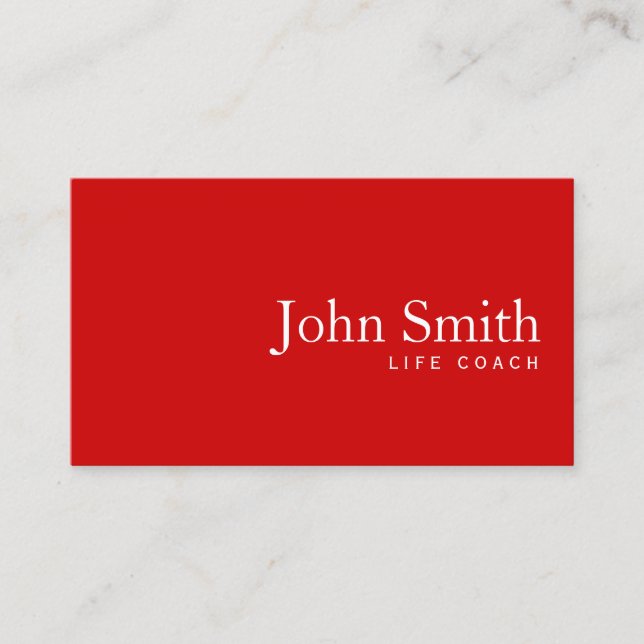 Carte De Visite Simple Red Life Coach Minimaliste (Devant)