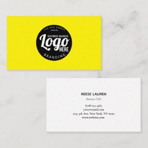 Carte de visite simple Retro Jaune avec logo