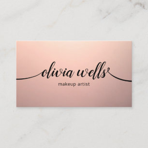 Carte De Visite Simple Rose cuivre or Calligraphie Script Beauté