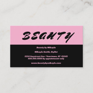 Carte De Visite Simple rose et noir Style cheveux clous beauté
