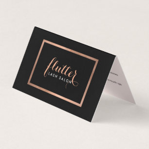 Carte De Visite Simple Rose Gold Lash Salon Logo Black Aftercare