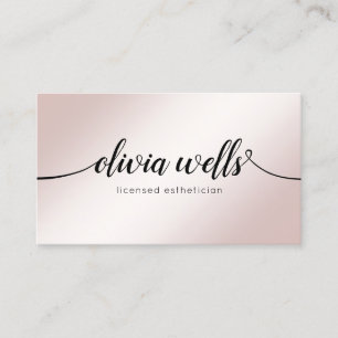 Carte De Visite Simple Rose Gold Signature Script Beauté Salon