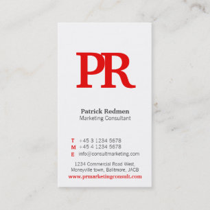 Carte de visite simple rouge et blanc de portrait