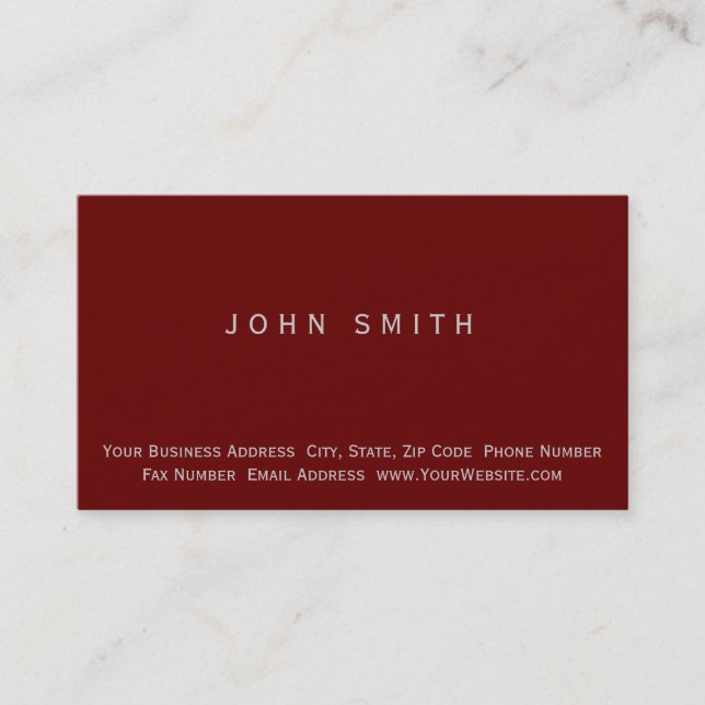 Carte de visite simple rouge moderne (Devant)