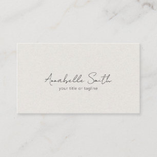Carte De Visite Simple Script Minimaliste Moderne Beige Élégant