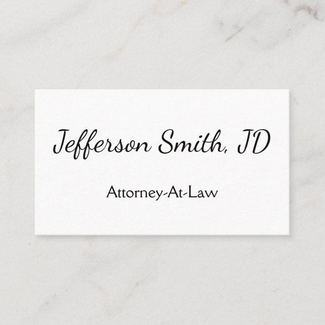 Carte De Visite Simple, Script Name Attorney-At-Law Business Card (Devant)
