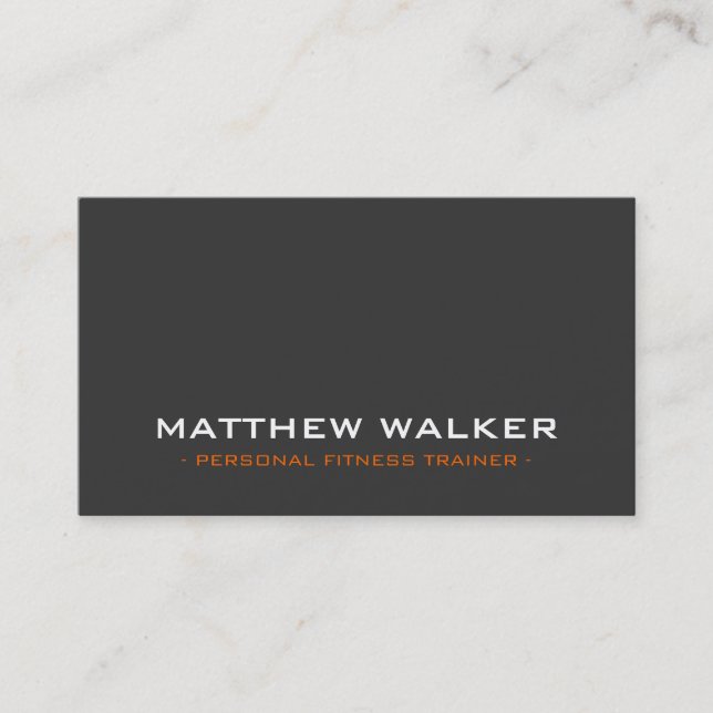 Carte De Visite SIMPLE simple gras moderne charbon gris orange (Devant)