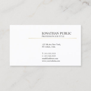 Carte De Visite Simple simple moderne élégant de blanc et d'or