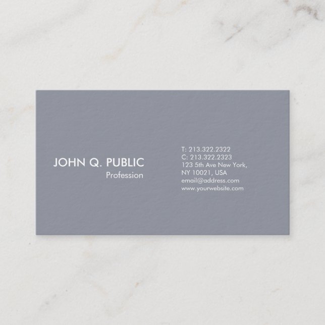 Carte De Visite Simple simple, moderne, gris blanc (Devant)