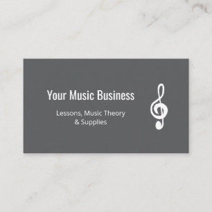 Carte De Visite Simple Treble Clef QR code Grey Music Leçons