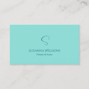 Carte De Visite Simple Turquoise avec Monogramme Moderne et Classi