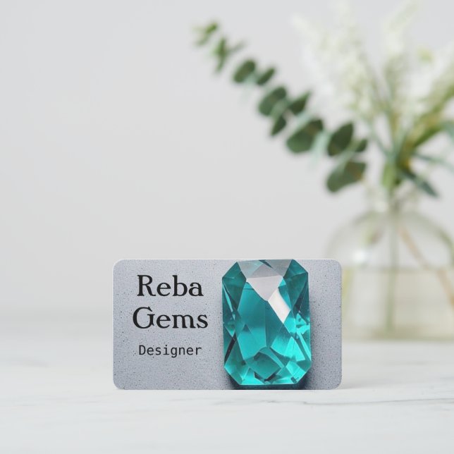 Carte De Visite Simple Turquoise Lucky Gem (Debout devant)