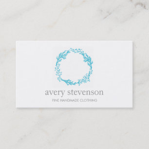 Carte De Visite Simple Turquoise Main Levée Logo de Wreath Nature