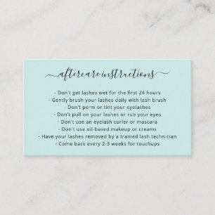 Carte De Visite Simple Turquoise Turquoise Élégant Lashes