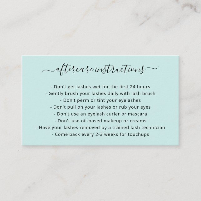Carte De Visite Simple Turquoise Turquoise Élégant Lashes (Devant)