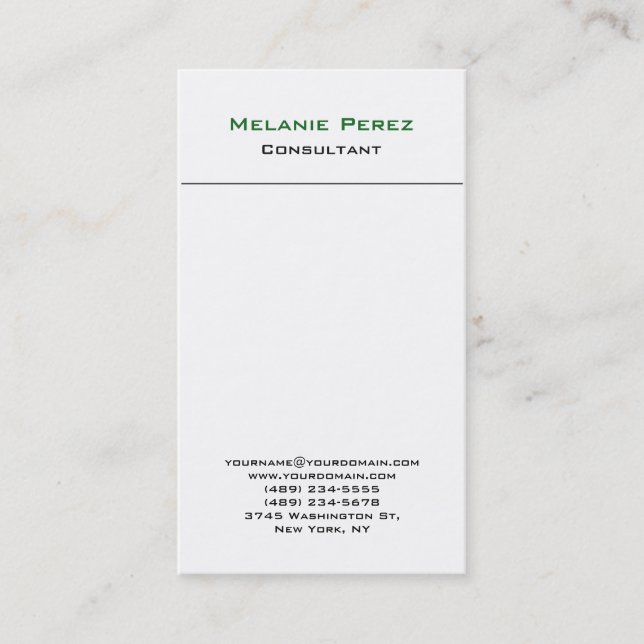 Carte De Visite Simple vert blanc moderne (Devant)