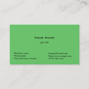 carte de visite simple, verte.