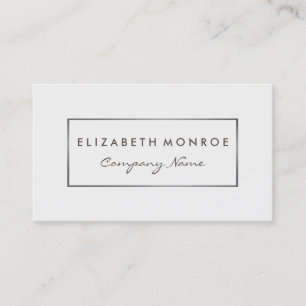 Carte De Visite Simple White & Brown, Silver Foil Effect