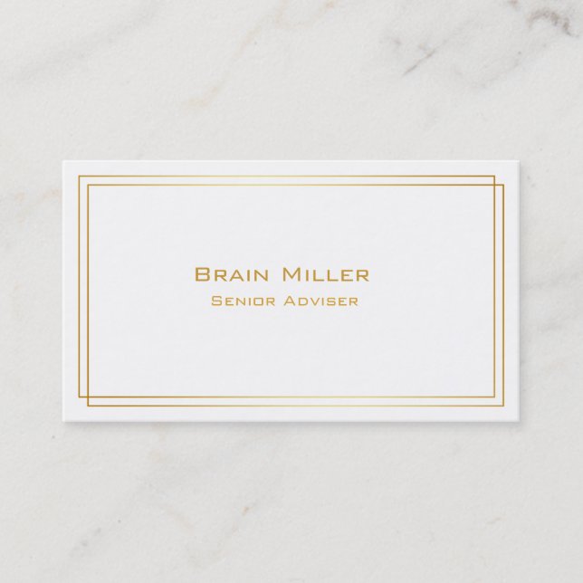 Carte De Visite Simple White Gold Modern Professional (Devant)