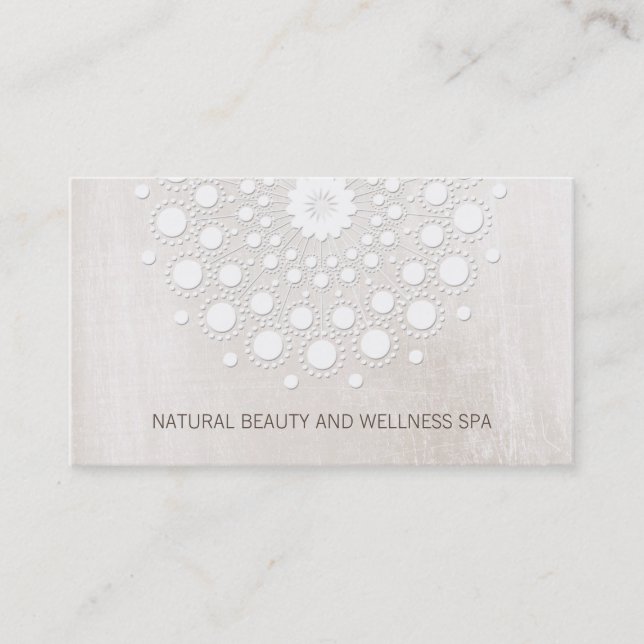 Carte De Visite Simple White Mandala Beauté et Spa de jour (Devant)