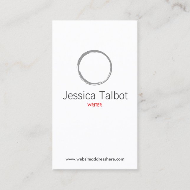 Carte De Visite Simple Zen Cercle Gris/Blanc (Devant)