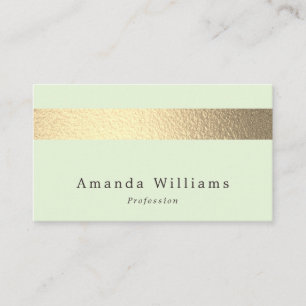 Carte De Visite Simplement Chic Gold Foil Stripe Sur Mint Green