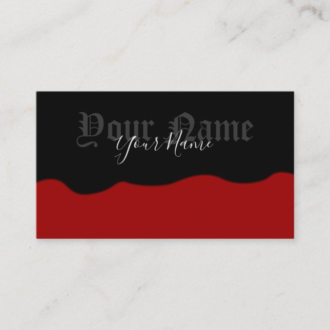 Carte De Visite Simplement élégant noir et bordeaux anciens vagues (Devant)