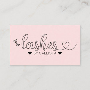 Carte De Visite Simples Coeurs Jolies Rose Typographie Lashes