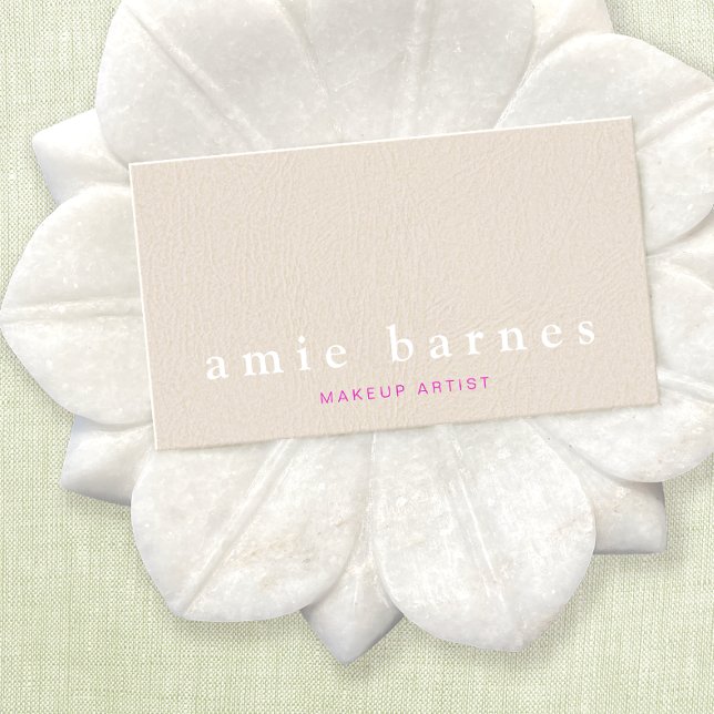 Carte De Visite Simples Couture rose texturé look cuir Feminine (Créateur téléchargé)