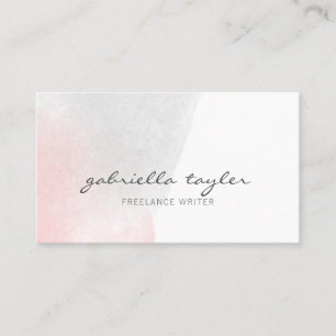 Carte De Visite Simples et élégants scripts d'aquarelle rose pâ