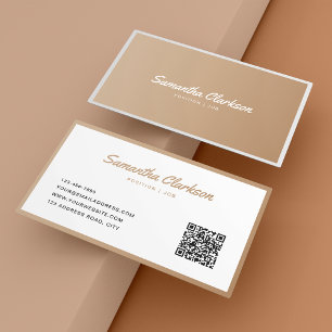 Carte De Visite Simplicité Boho Beige Border Script Typographie Co