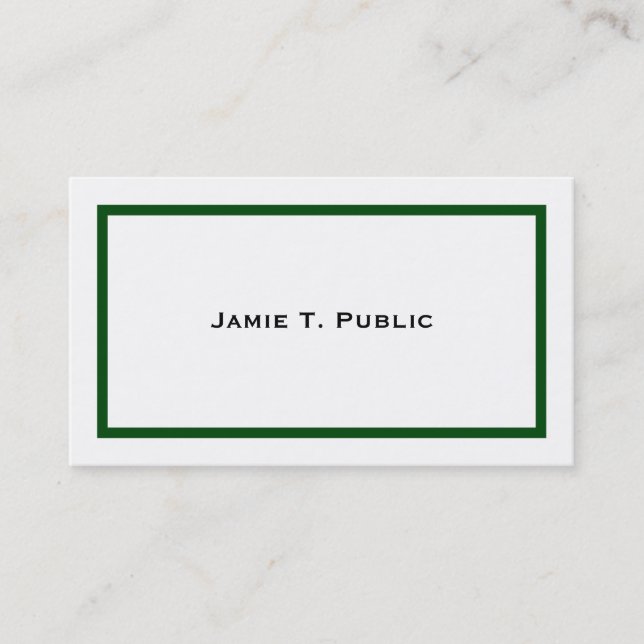 Carte De Visite Simplicité : Cadre Banded Vert, Arrière - plan Bla (Devant)