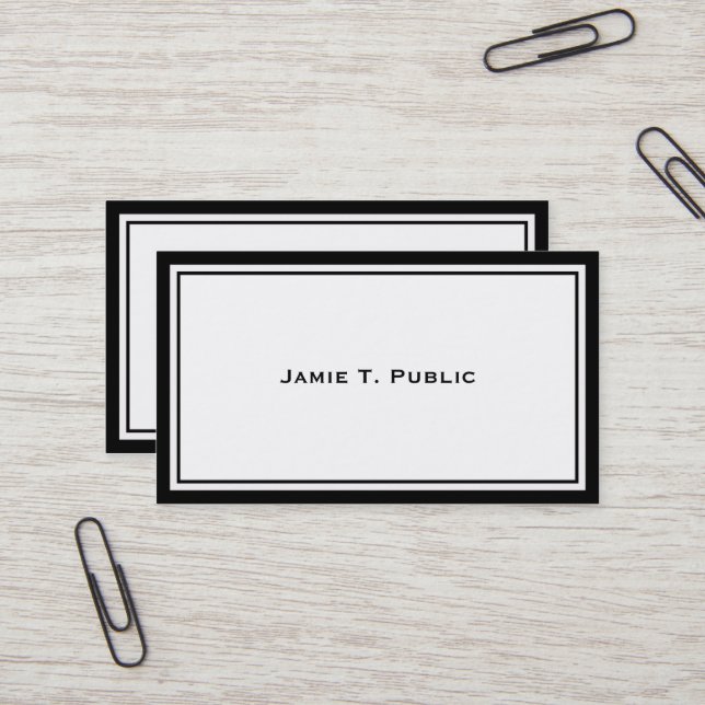 Carte De Visite Simplicité : Cadre noir et blanc, Arrière - plan b (Devant/Arrière en situation)