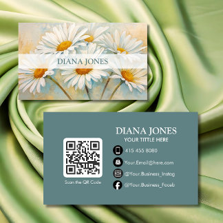 Carte De Visite Simply Watercolor Flowers Floral qr code logo
