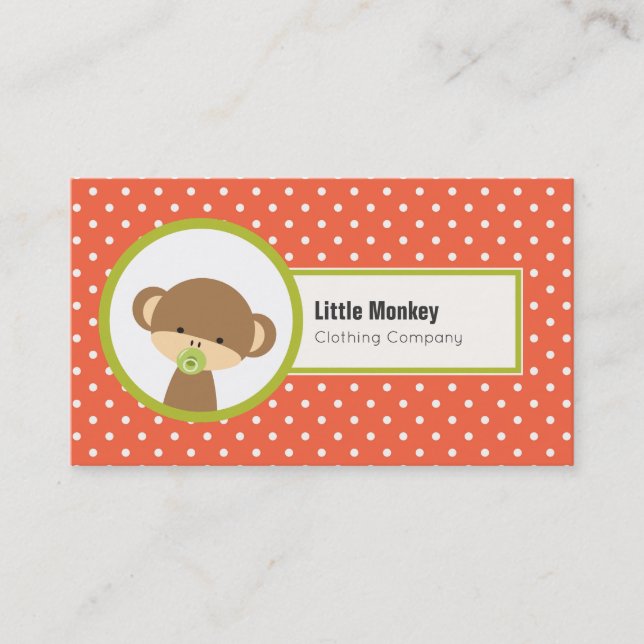 Carte De Visite Singe de bébé mignonne avec une Pacificateur en Po (Devant)