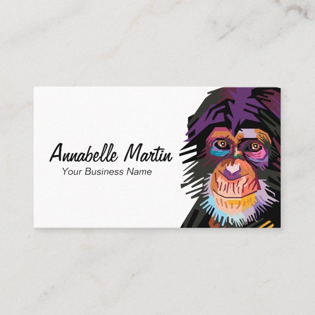 Carte De Visite Singe Pop Art Coloré (Devant)