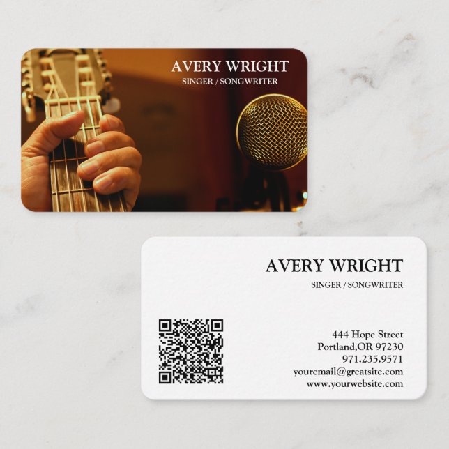Carte De Visite Singer Musician Photo Black & White Modern Music (Devant / Derrière)