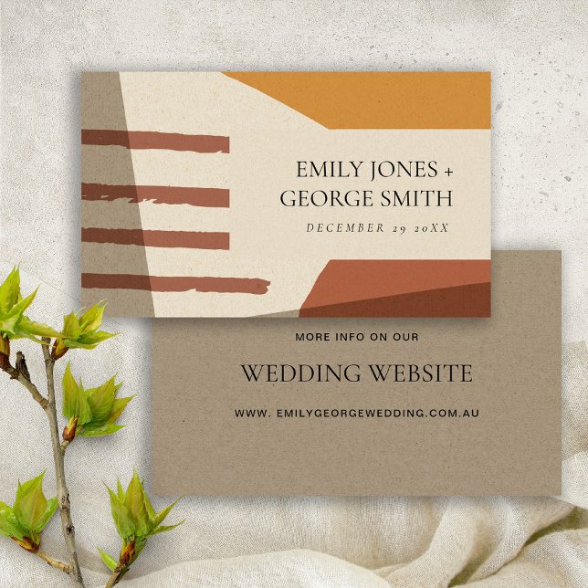 CARTE DE VISITE SITE ABSTRAIT MODERNE DU MARIAGE ART TERRACOTTA (Créateur téléchargé)