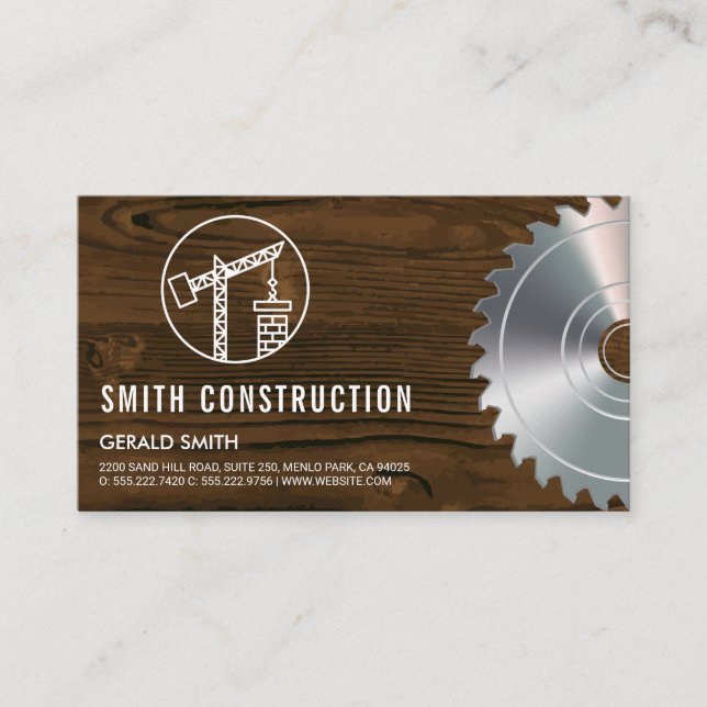 Carte De Visite Site de construction | Bois et scie (Devant)