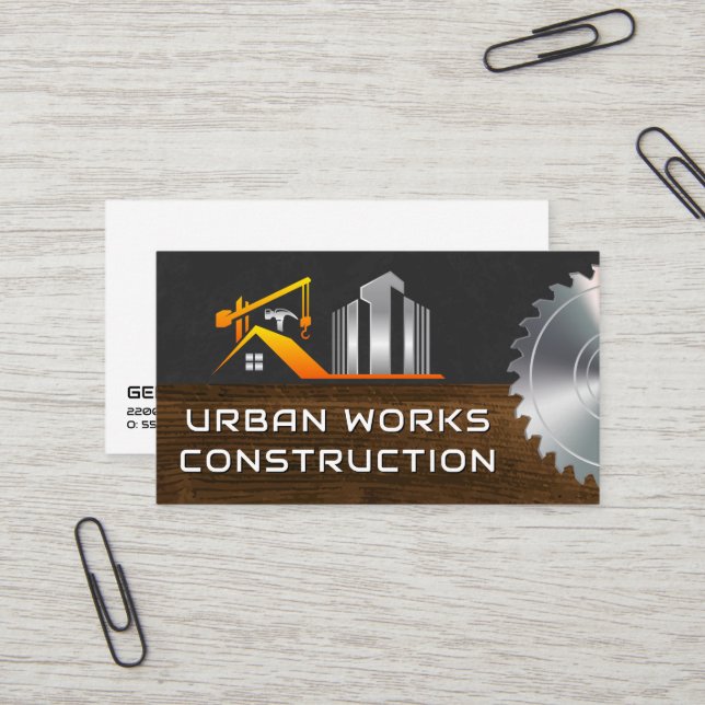 Carte De Visite Site de construction | Constructeurs immobiliers (Devant/Arrière en situation)
