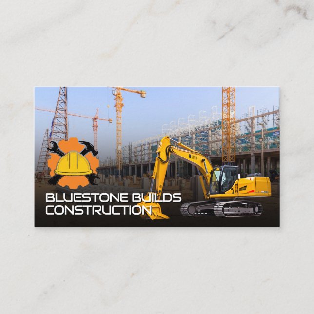 Carte De Visite Site de construction | Grues | Excavateur (Devant)