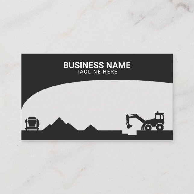 Carte De Visite Site de construction moderne noir et gris Silhouet (Devant)