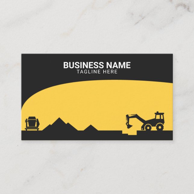 Carte De Visite Site de construction moderne noir et jaune Silhoue (Devant)