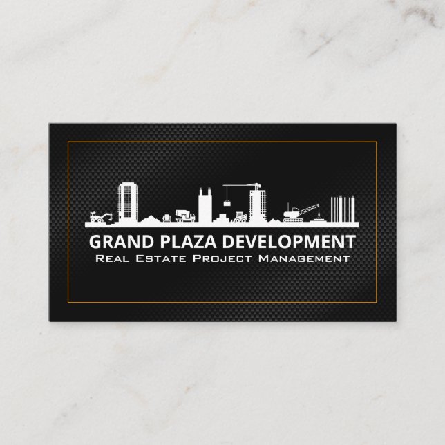 Carte De Visite Site de construction | Noir or (Devant)